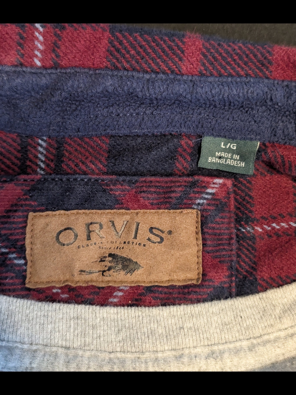 Orvis Heavyweight Plaid Flannel Shirt Jacket With Pockets Men's Large Red - Picture 2 of 7